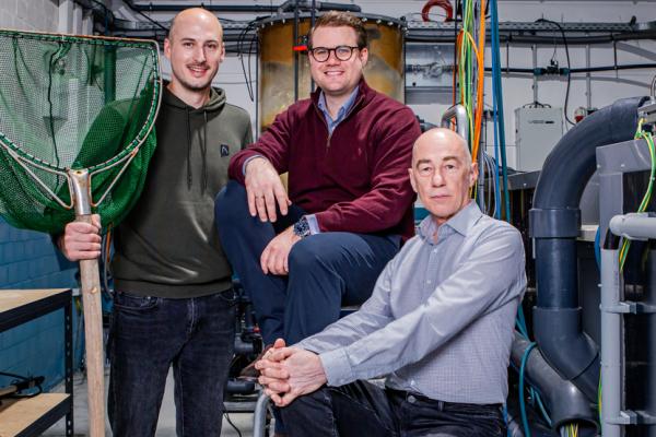 From left to right, Aquapurna’s co-founders Florian Gösling and David Gebhard, with Marcus Thon (Head of R&D).